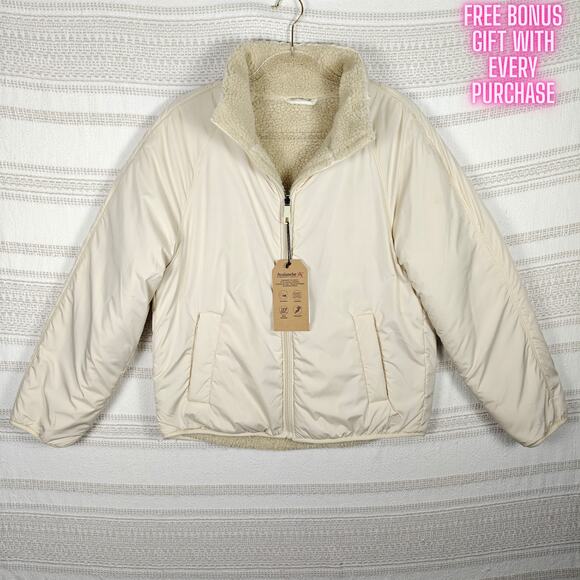 Avalanche Reversible Cream Sherpa Lined Zip Jacket Size M New With Tags - Picture 1 of 10